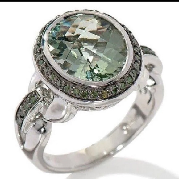 Prasiolite/Green Amethyst SS ring sz 6 - Picture 3 of 8